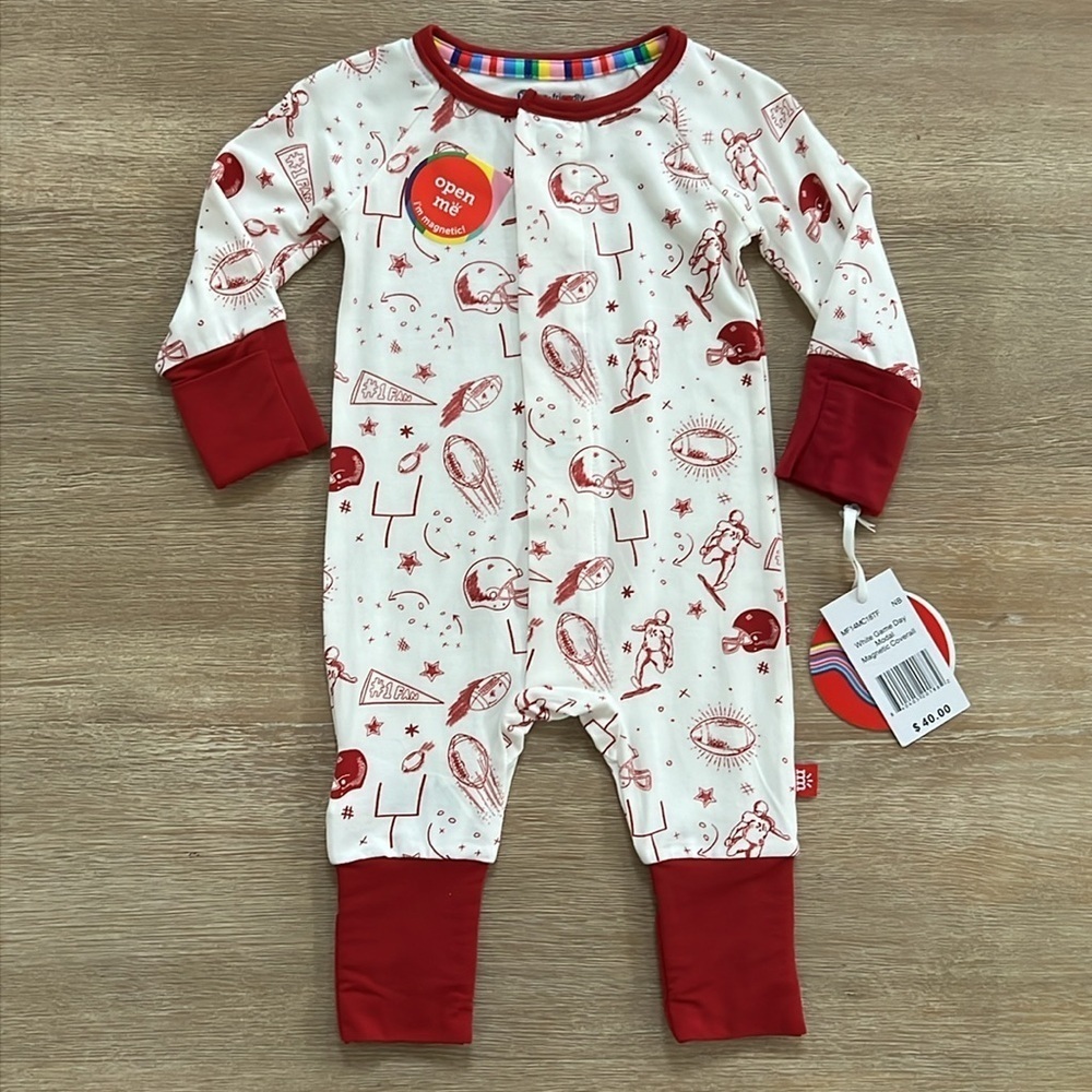 Magnetic Me Football Convertible Coverall 6-9 12-18 18-24 months